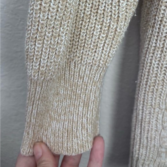 St. John's Bay Tan and White Cozy Open Front Cable Knit Cardigan - Picture 8 of 11